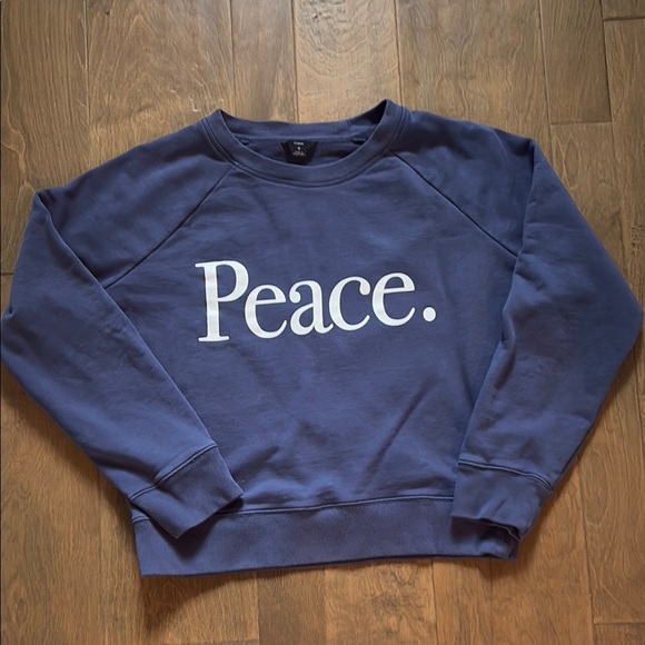 J Crew Peace Women’s Crop Sweatshirt Blue Size Small - Picture 2 of 7